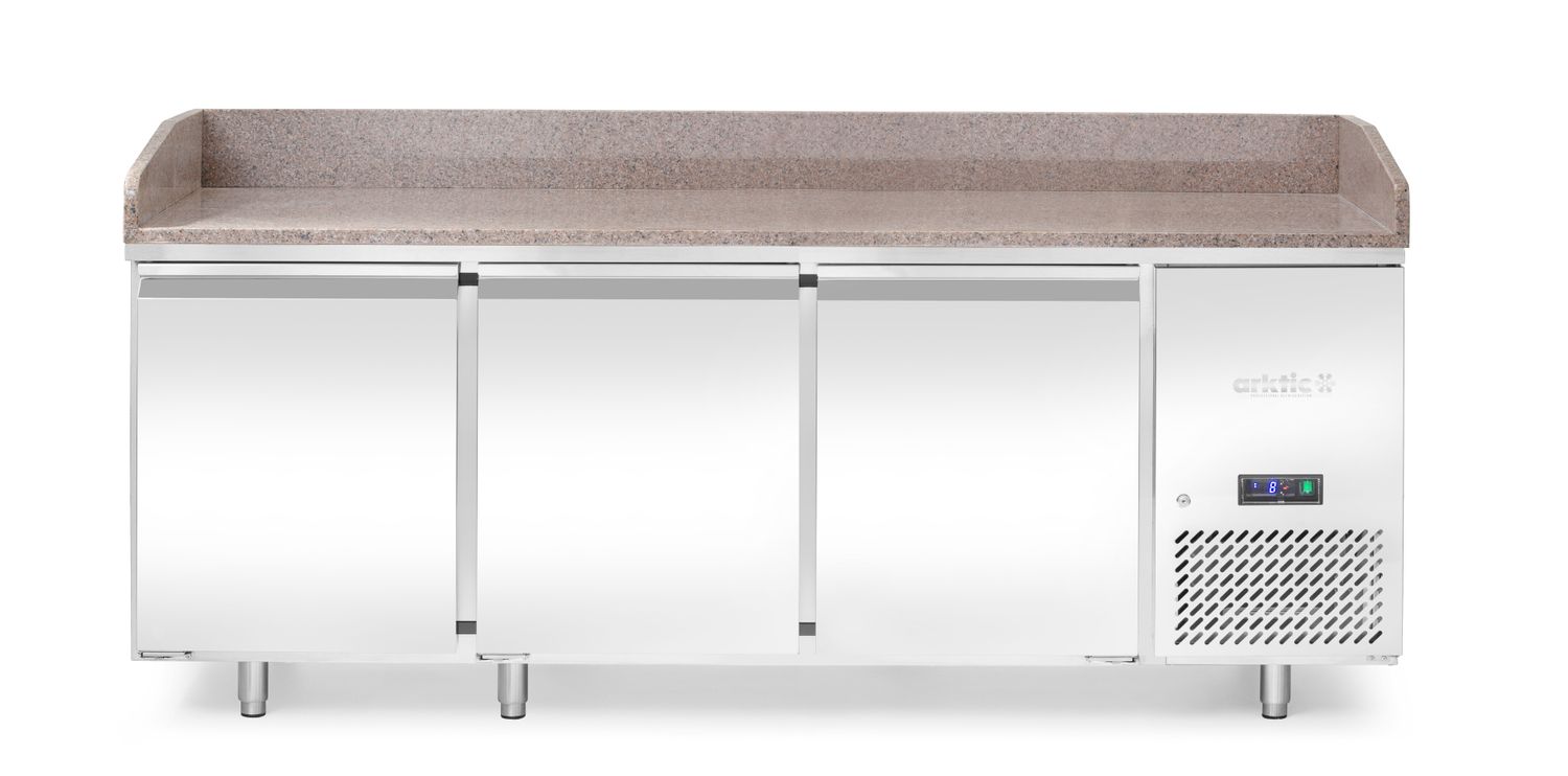 pizza jäähdytys pöytä kanssa granite worktop, 3 doors, Arktic, 375L, Granite, 230V/400W, 800x2010x(H)875mm