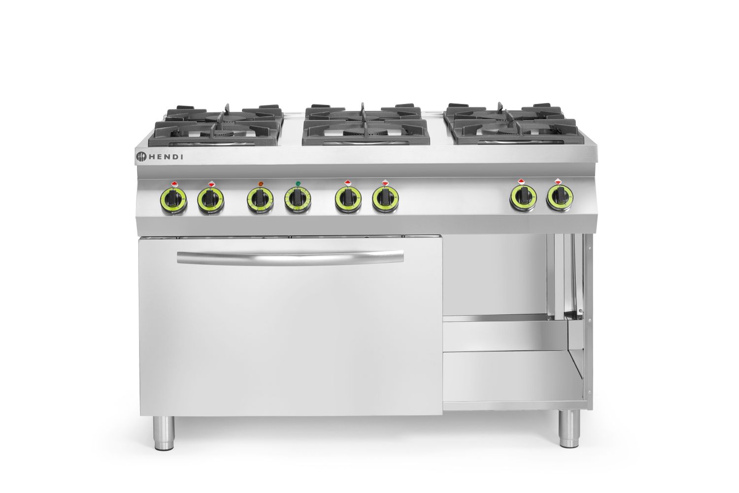 kaasu liesi Kitchen Line 6-poltin kanssa kiertoilmauuni GN 1/1, HENDI, Kitchen Line, 230V/3000W, 28,5kW, 1200x722x(H)900mm