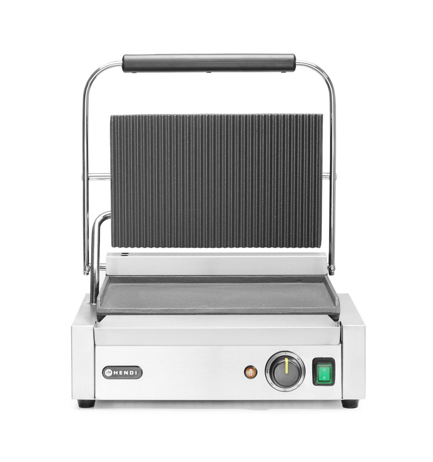 kontaktigrillii pannuini, HENDI, uritettu top and sileä bottom, 230V/2200W, 430x375x(H)216mm