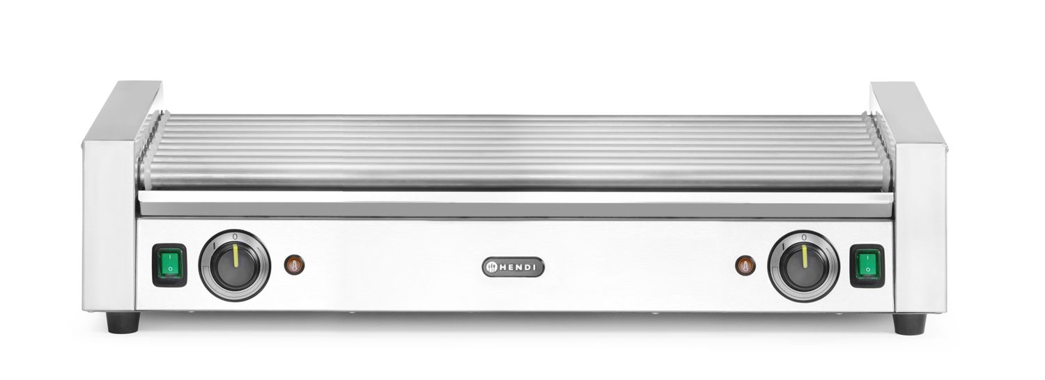 Sausage rolling grilli XL - 2 zones, HENDI, 14 rollers, hopea, 230V/2000W, 732x590x(H)168mm, suorakulmainen