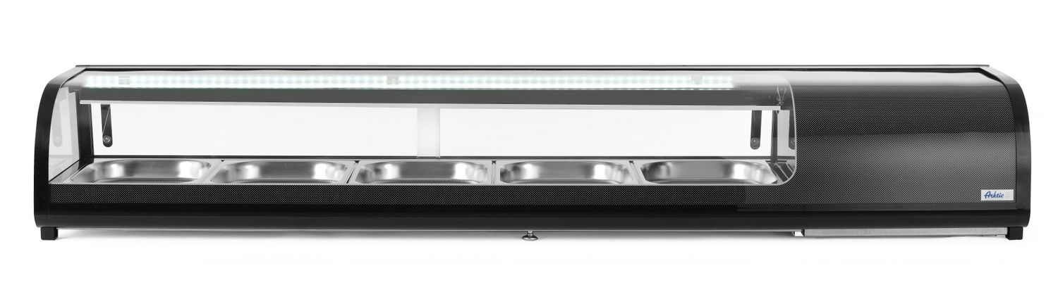 Sushi display, Arktic, astias sisältyy: 5x GN 1/2 (H)40 mm., musta, 230V/190W, 420x1800x(H)265mm