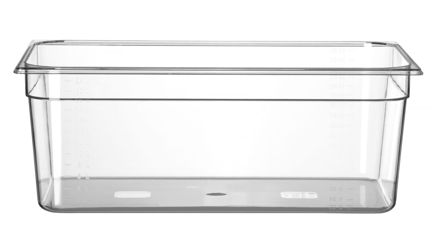 astia gN 1/1 polykarbonaatti, HENDI, Profi line, gN 1/1, 24l, läpinäkyVä, 530x325x(H)200mm