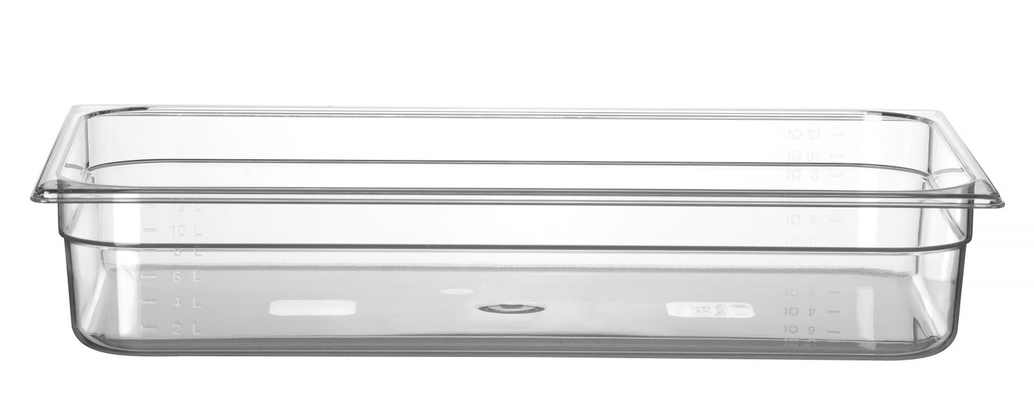 astia gN 1/1 polykarbonaatti, HENDI, Profi line, gN 1/1, 14l, läpinäkyVä, 530x325x(H)100mm
