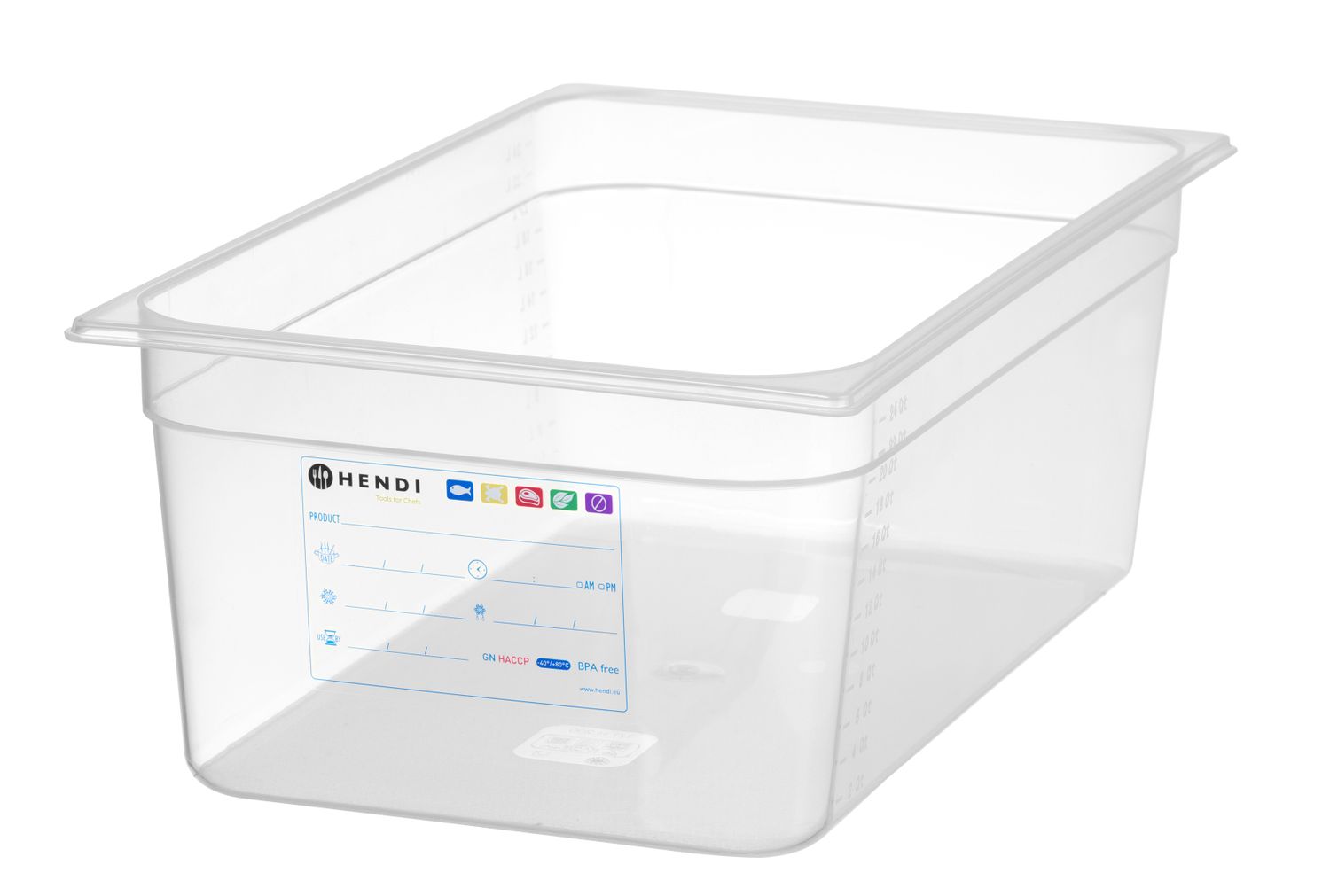 astia gN 1/1 HACCP, HENDI, gN 1/1, 28l, läpinäkyVä, 530x325x(H)200mm