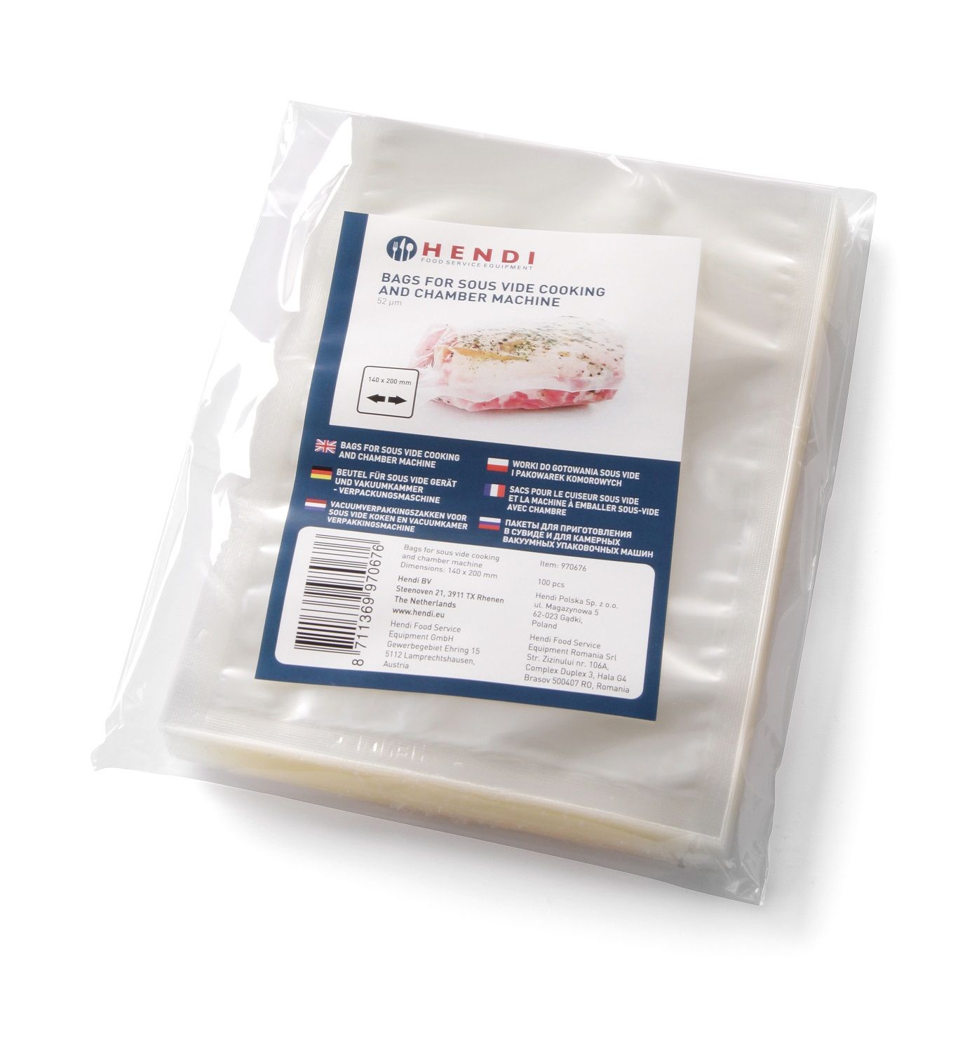 Vacuum ruoanvalmistus bags, 100 kpl, HENDI, 100 kpl., 150x200mm