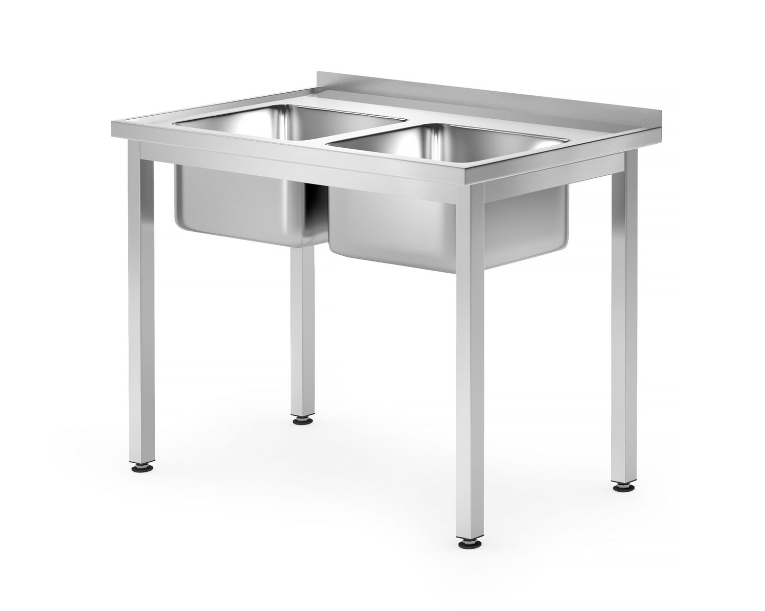 pöytä kanssa 2 pesuallass – bolted, syvyys 700 mm, HENDI, Profi Line, 1000x700x(H)850mm