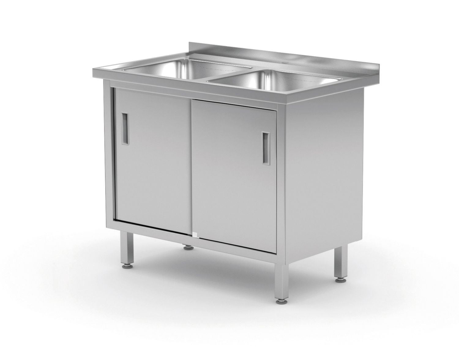 pöytä kanssa 2 pesuallass, cabinet – welded, kanssa liukuovis, HENDI, Profi Line, 1000x600x(H)850mm