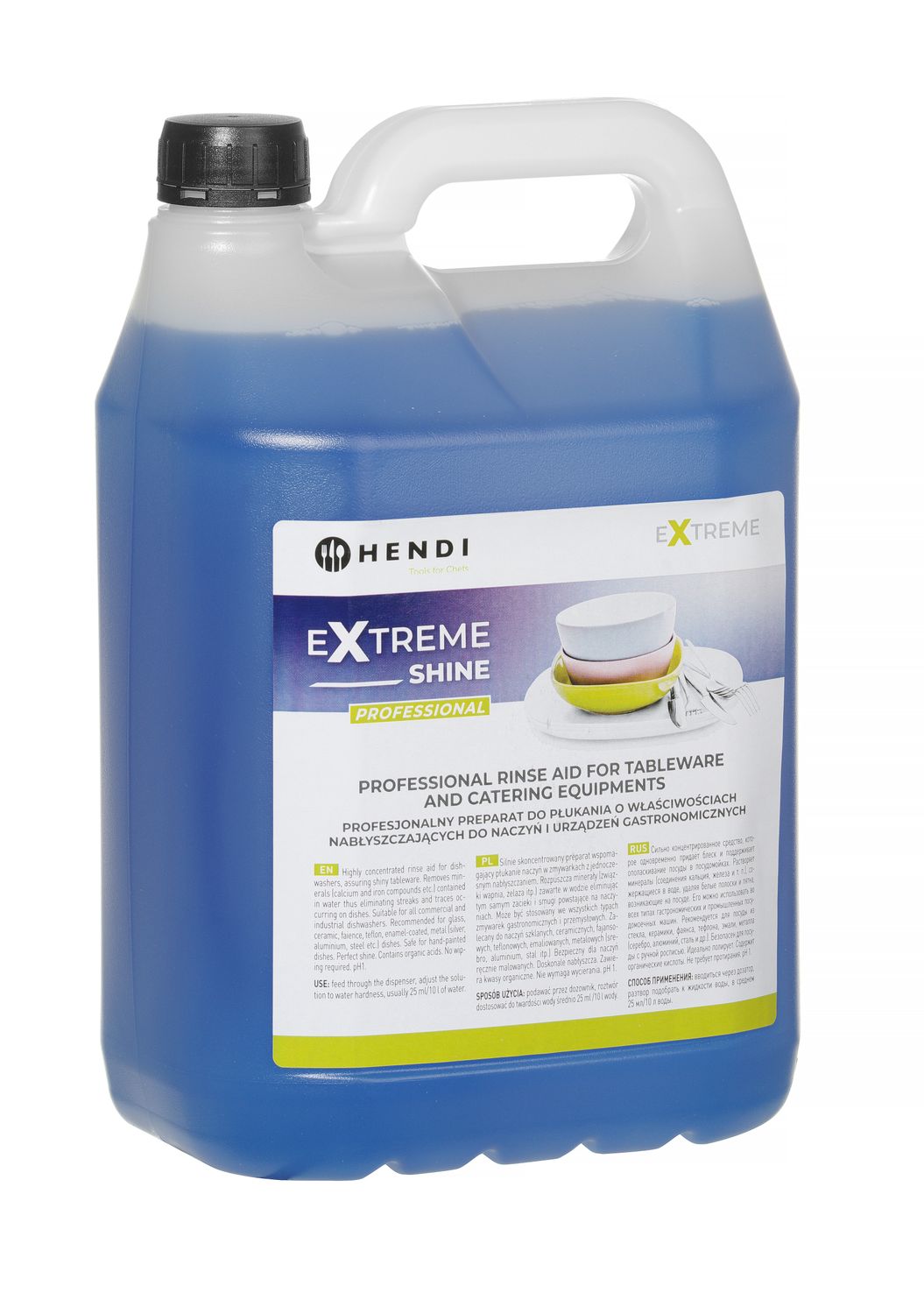 Extreme Shine ammattikäyttöön tarkoitettu huuhteluaine varten kattaustuotteet and catering-laitteet, HENDI, 5 L