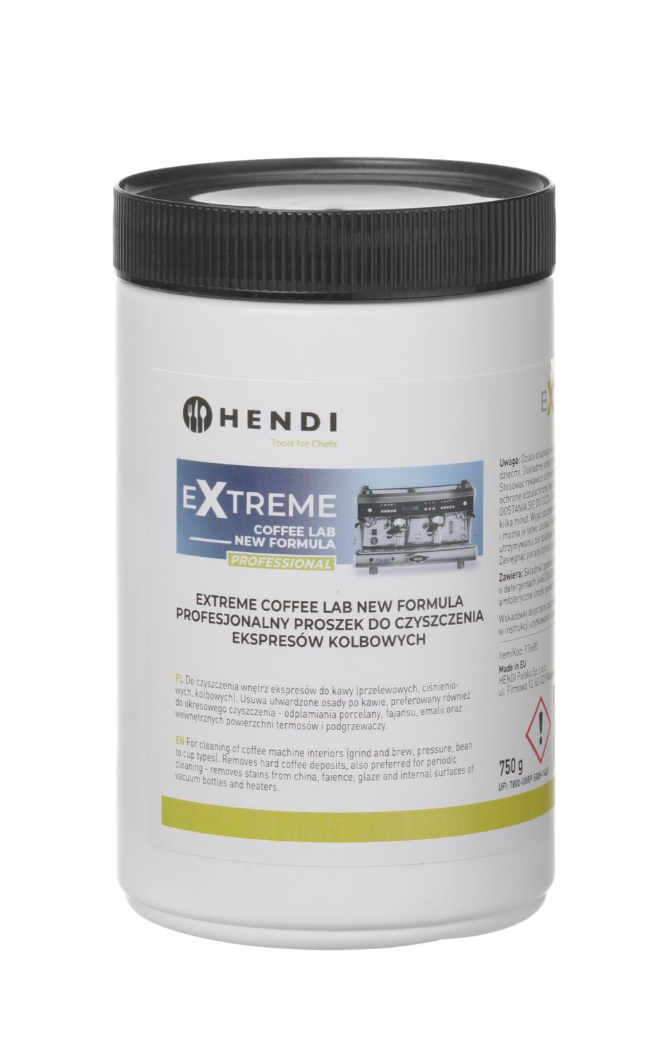 Extreme Coffee Lab uusi vartenMULA, a ammattikäyttöön tarkoitettu puhdistus powder varten bean to kuppi kahvikones., HENDI, 0,75 kg