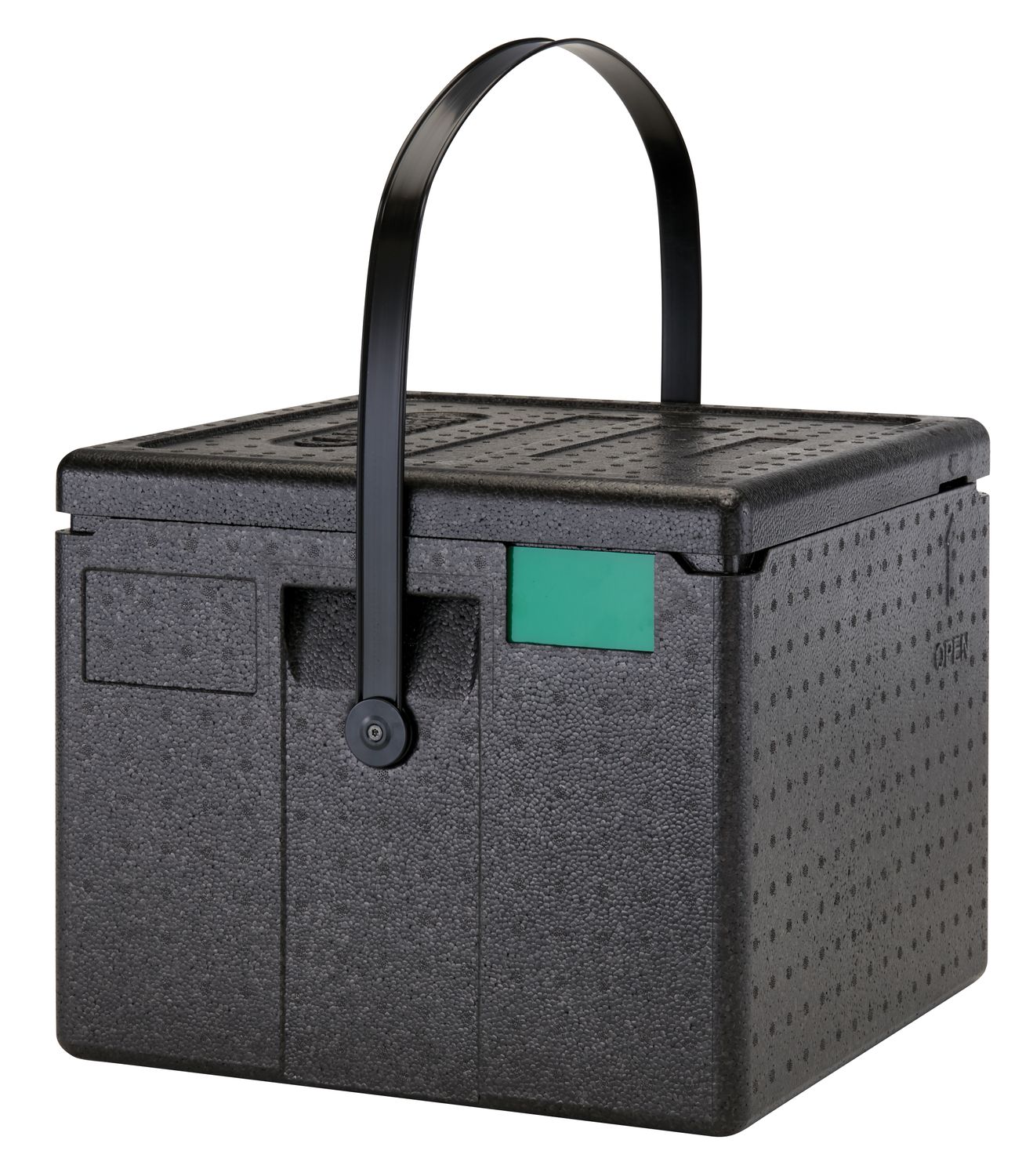ammattikäyttöön tarkoitettu grade eristetty carrier CAM GOBOX varten pizza, top-loaded., Cambro, tilavuus: 6 boxes kanssa dimensions of 330×330×(H)40 mm varten ø320 mm pizzas, musta, 410x410x(H)339mm